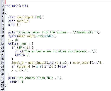 picture of the decompiled code